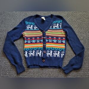Vintage 80s Kids Knit Cardigan Sweater